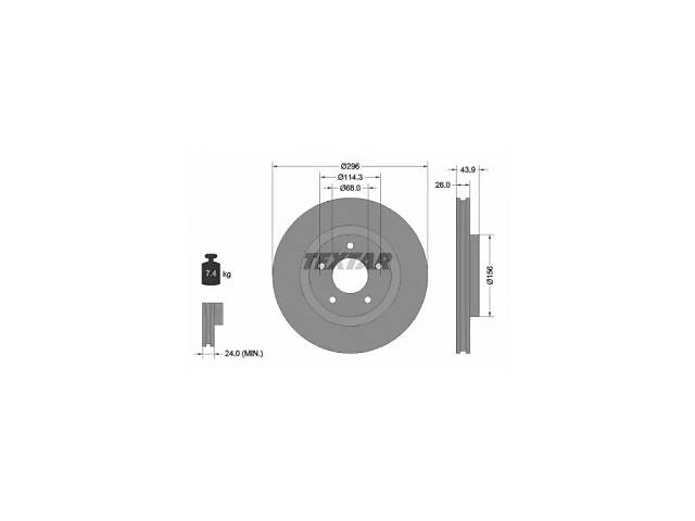 TEXTAR Диск тормозной (передний) Nissan X-Trail 2.0/2.5dCi 07-/Juke 1.6 10- (296x26) PRO (92167403)