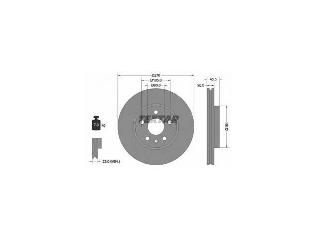 TEXTAR Диск тормозной (передний) Opel Astra J 09- (276x26) PRO (92198903)