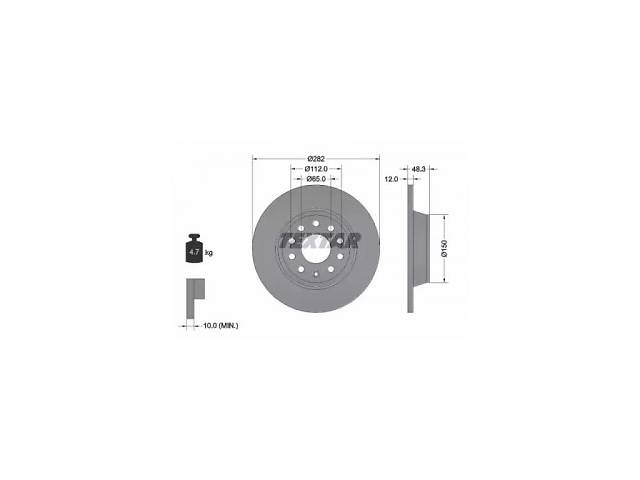 TEXTAR Диск тормозной (задний) Audi A3/VW Golf/Passat 04-14 (282x12) PRO (92140803)