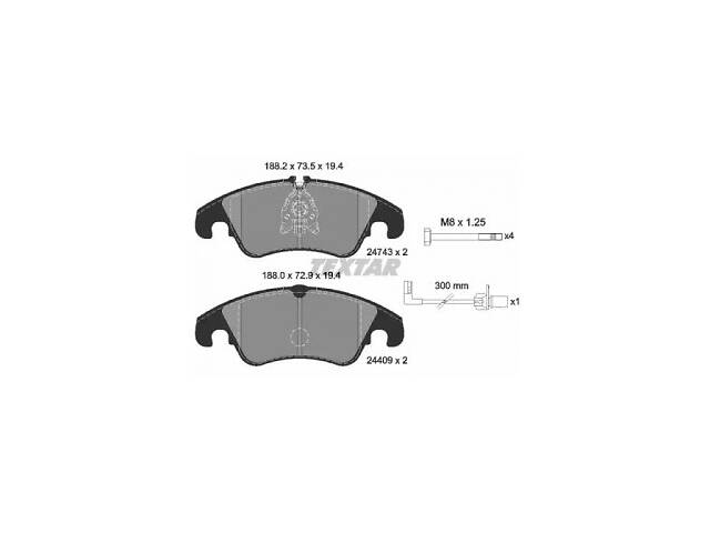 TEXTAR Колодки тормозные (передние) Audi A4/A5/A7 07- (Lucas) Q+ (с датчиком) (2474301)