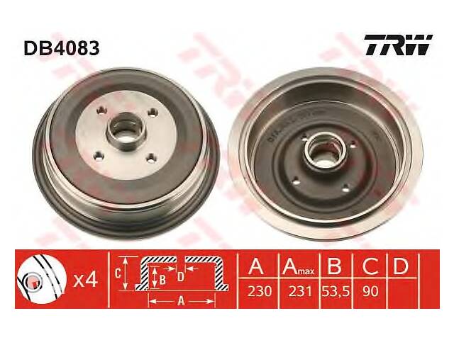 Тормозной барабан для моделей:AUDI (80,80,100,100,100,100)