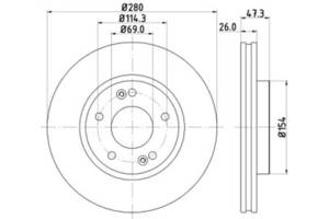 Тормозной диск передний (1 шт) WD0196218 на Kia Magentis 2009-2011