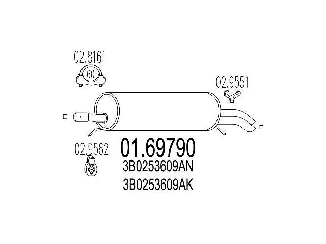 Глушитель VW PASSAT (3B2) / VW PASSAT (3B3) / SKODA SUPERB I (3U4) 1996-2008 г.