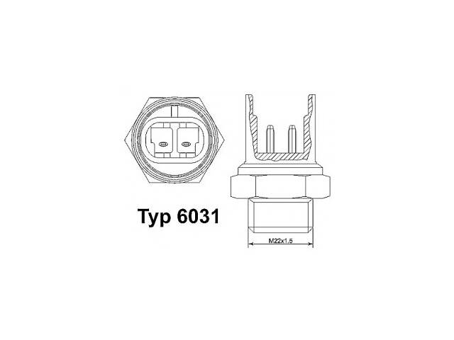 WAHLER Датчик включения вентилятора Opel Combo 1.4/1.7D (2 конт.) (100-95°C) (6031.100D)