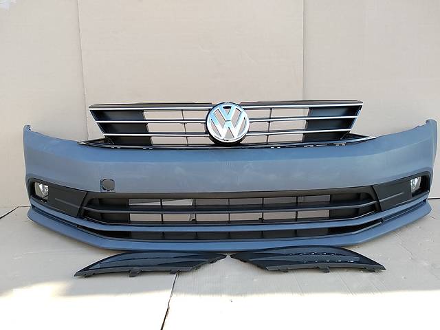 Новый бампер передний взборе с противотуманками для Volkswagen Jetta Lift 2015 - 2017 год ресталинг - Фото 1