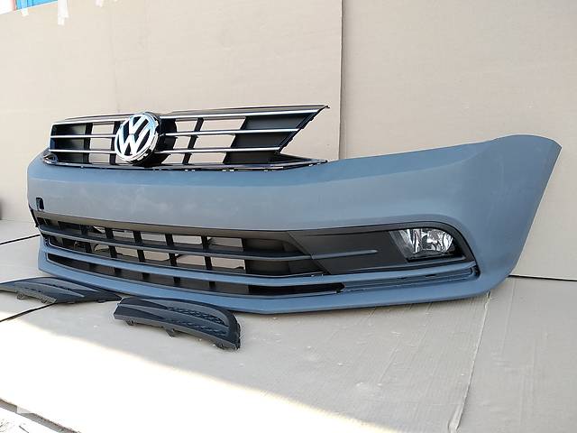 Новый бампер передний взборе с противотуманками для Volkswagen Jetta Lift 2015 - 2017 год ресталинг - Фото 2