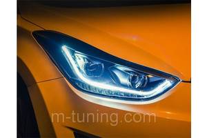 Передние фары Hyundai Elantra MD тюнинг Led оптика (линза под ксенон)