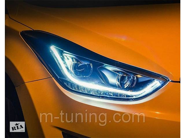 Передние фары Hyundai Elantra MD тюнинг Led оптика (линза под ксенон)