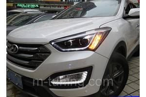 Передні фари LED тюнінг оптика Hyundai Santa Fe 3 (2012-2015) ксенон