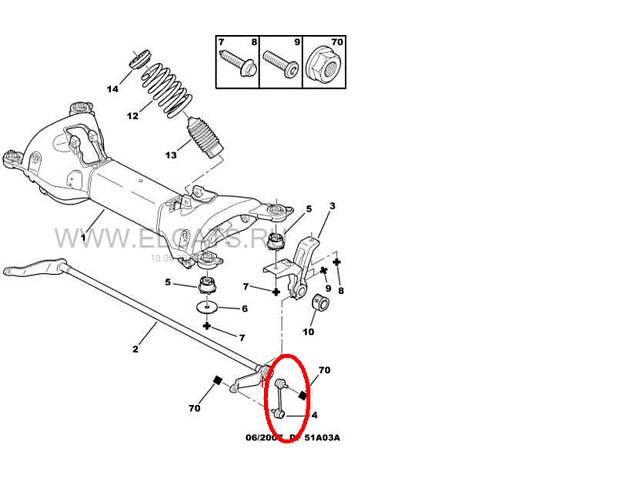 Стойка (тяга) заднего стабилизатора Пежо 407, Ситроен С5Х7,С6