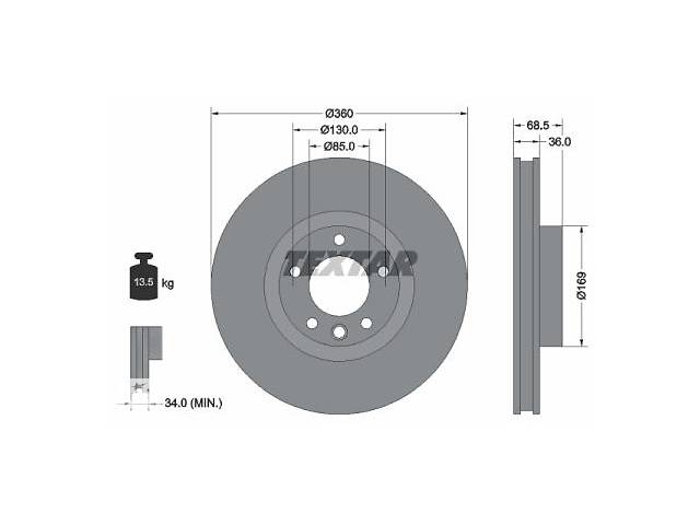 Тормозной диск PORSCHE CAYENNE (92A) / VW TOUAREG (7P5, 7P6) 2010-2018 г.