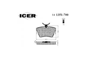 Гальмівні Колодки Задні ICER - 141351-700 Nissan Primastar 2006-2010 2,0 dсi euro 4 ICER - 141351-700