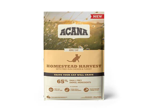 Acana Homestead Harvest Cat (Акана Хомстед Харвест) сухой корм с мясом птицы для взрослых котов всех пород 4.5 кг