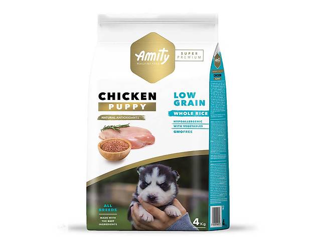Amity Super Premium Puppy Chicken (Амити Супер Премиум Паппи Курица) сухой корм для щенков всех пород 4 кг.