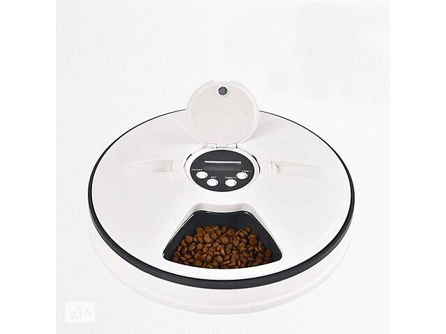 Автоматическая кормушка для собак и котов электронная Pet Feeder, 30x7 см, 6 порций по 128мл, таймер, мелодия