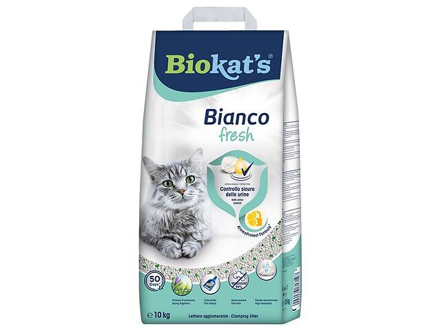 Бентонитовый наполнитель Biokat's Bianco Fresh без запаха 10 л