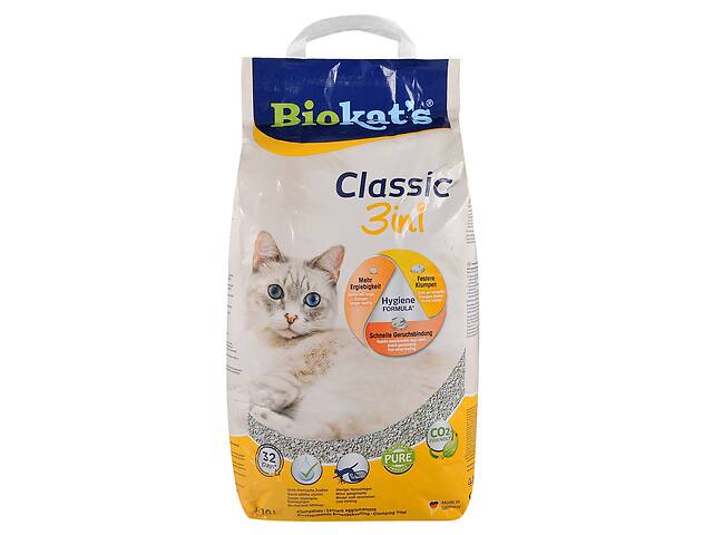 Бентонитовый наполнитель Biokat's Classic 3in1 без запаха 10 л