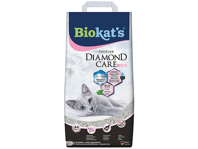 Бентонитовый наполнитель Biokat's Diamond Care Fresh с ароматом алое вера 8 л