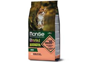 Беззерновой сухой корм для взрослых кошек MONGE BWILD CAT с лососем 1,5 кг