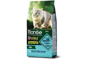 Беззерновой сухой корм для взрослых кошек MONGE BWILD CAT с треской 1,5 кг