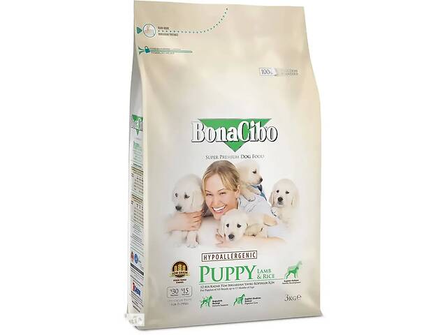 BonaCibo Puppy Lamb & Ric (Бонасибо Паппи ягненок и рис) сухой корм для щенков 15 кг.