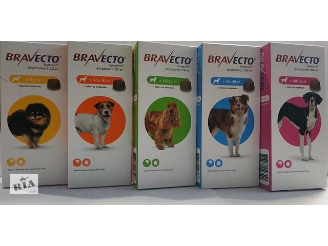 Бравекто таблетка від бліх і кліщів для собак Bravecto таблетки від кліщів