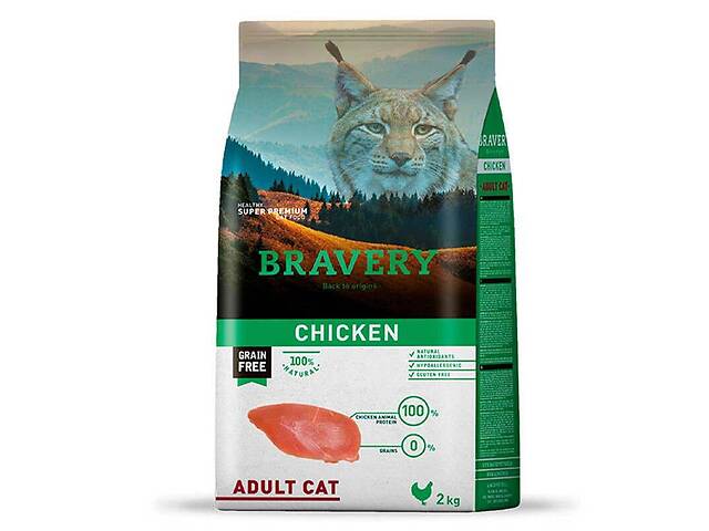Bravery Chicken Adult Cat (Бравери Эдалт Кет Курица) сухой беззерновой корм для котов