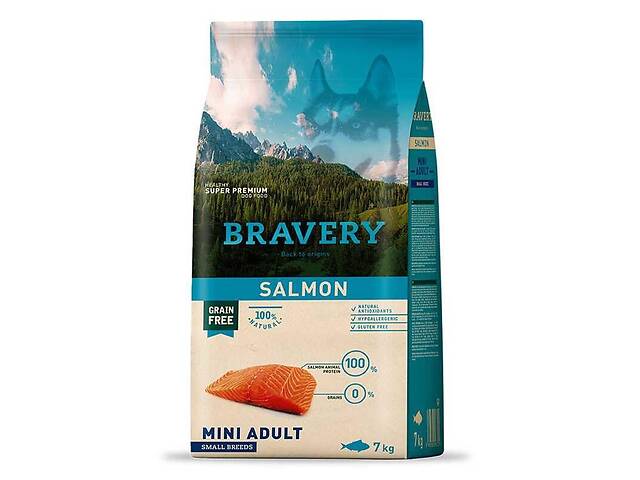 Bravery Salmon Mini Adult (Бравери Мини Лосось) беззерновой корм для собак маленьких пород