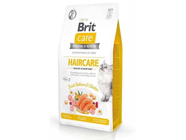 Brit Care Cat Grain Free Haircare (Брит Кеа Хаиркеа) сухой беззерновой корм для котов с длинной шерстью