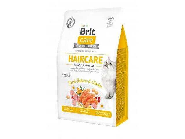 Brit Care Cat Grain Free Haircare (Брит Кеа Хаиркеа) сухой беззерновой корм для котов с длинной шерстью 2 кг.