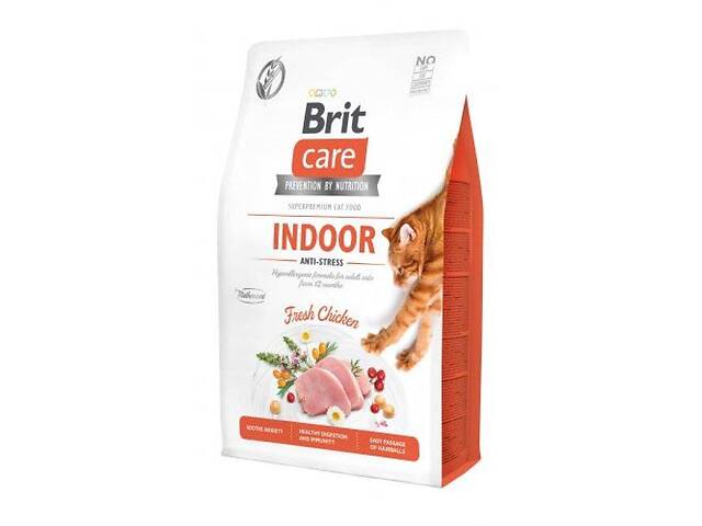 Brit Care Cat Grain Free Indoor Anti stress (Брит Кеа Анти Стресс) сухой беззерновой корм для домашних котов 7 кг.