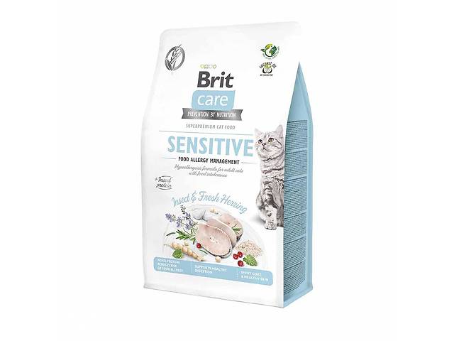 Brit Care Cat Sensitive Insect Fresh Herring (Брит Кеа Сенситив Рыба) гипоаллергенный корм для котов для ЖКТ 2 кг.