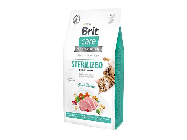 Brit Care GF Sterilized Urinary Health (Брит Кеа Стерилизед Уринари) корм для стерилизованных котов для почек 7 кг.