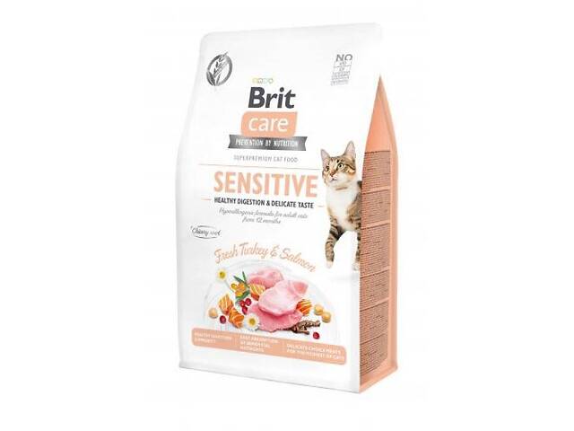 Brit Care Grain Free Sensitive (Брит Кеа Сенситив) беззерновой корм для котов с чувствительным пищеварением 2 кг.