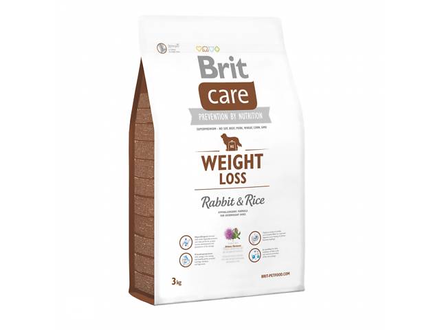 Brit Care Weight Loss (Брит Кеа Вейгз Лосс Кролик и Рис) гипоаллергенный корм для собак с избыточным весом 3 кг.