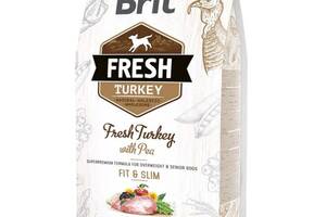 Brit Fresh Turkey With Pea Light Fit Slim Adult (Брит Фреш Фит Слим Индейка) корм для собак с лишним весом 2.5 кг.