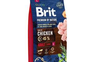 Brit Premium by Nature Adult L (Брит Премиум Нечурал Эдалт Л) сухой корм с курицей для больших собак 25-45 кг. 8 кг.