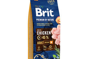 Brit Premium by Nature Adult М (Брит Премиум Нечурал Эдалт М) сухой корм с курицей для средних собак 10-25 кг. 8 кг.