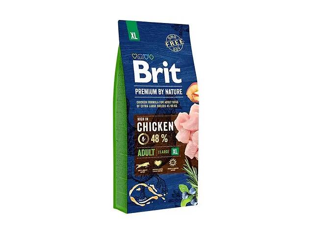 Brit Premium by Nature Adult XL (Брит Премиум Нечурал Эдалт ХЛ) корм для собак гигантских пород от 45 кг. 15 кг