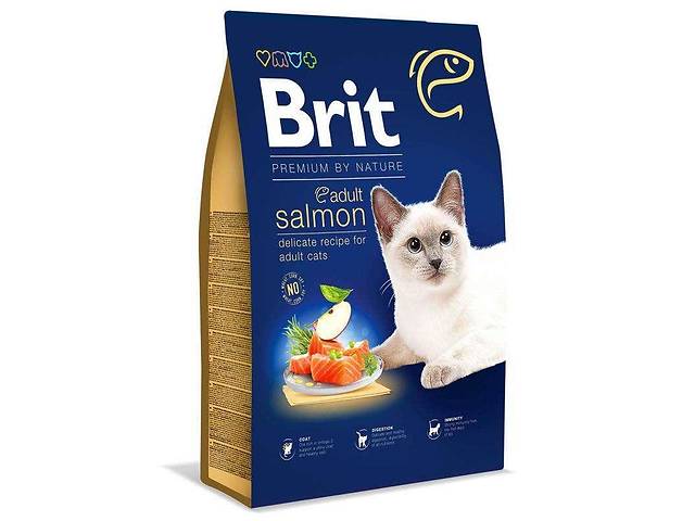 Brit Premium by Nature Cat Adult Salmon (Брит Премиум Нечурал Кет Эдалт Лосось) сухой корм для взрослых котов 8 кг.