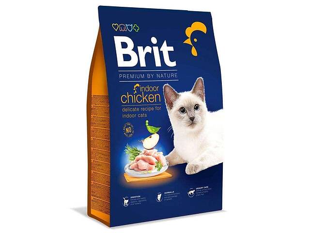 Brit Premium by Nature Cat Indoor Chicken (Брит Премиум Индор Кет Курица) сухой корм для домашних котов 1.5 кг.