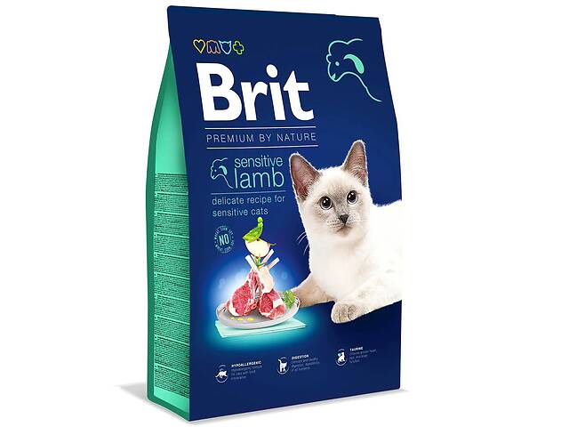 Brit Premium by Nature Cat Sensitive Lamb (Брит Премиум Сенситив) корм для котов с чувствительным пищеварением 8 кг.