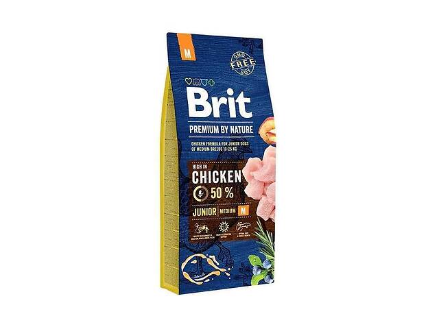 Brit Premium by Nature JUNIOR М (Брит Премиум Нечурал Джуниор М) корм для щенков средних пород от 1 мес. 15 кг.
