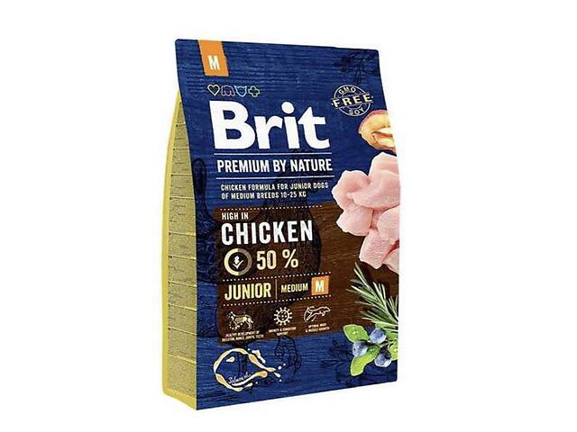 Brit Premium by Nature JUNIOR М (Брит Премиум Нечурал Джуниор М) корм для щенков средних пород от 1 мес. 3 кг.
