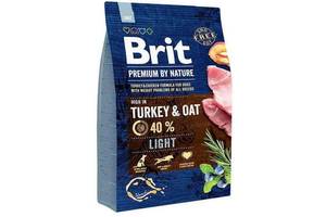 Brit Premium by Nature Light Turkey Oats (Брит Премиум Нечурал Лайт Индейка) корм для собак с лишним весом 3 кг.