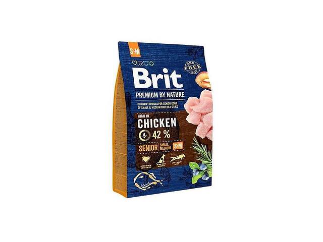 Brit Premium by Nature Senior S+M (Брит Премиум Нечурал Сеньйор С+М) корм для стареющих мелких и средних собак 3 кг.