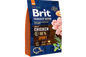 Brit Premium by Nature SPORT (Брит Премиум Нечурал Спорт) сухой корм с курицей для активных собак 3 кг.