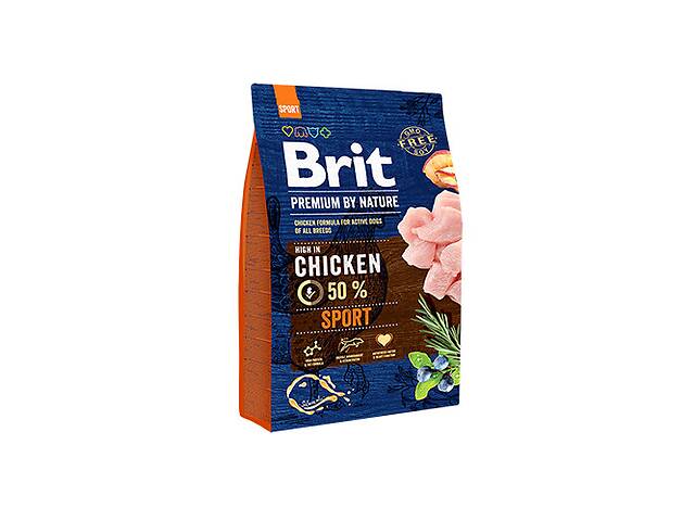 Brit Premium by Nature SPORT (Брит Премиум Нечурал Спорт) сухой корм с курицей для активных собак 3 кг.
