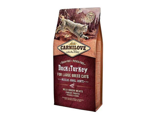 Carnilove Duck Turkey for Large Breed Cats (Карнилав Лардж Брид Утка и Индейка) корм для котов крупных пород 6 кг.