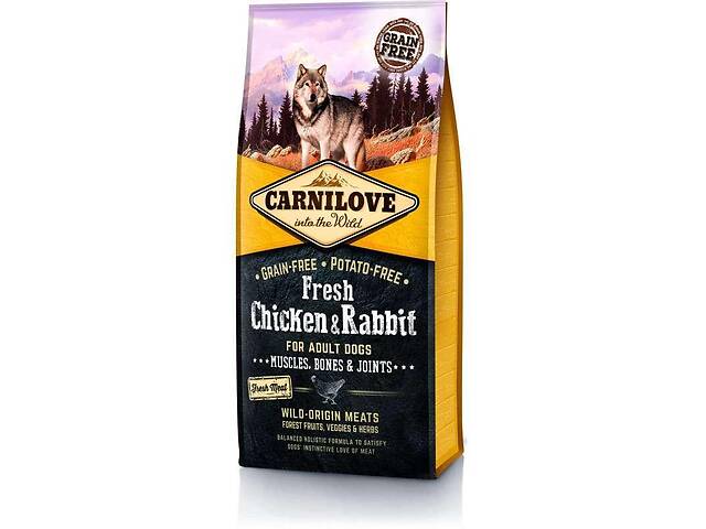 Carnilove Fresh Chicken Rabbit for Adult Dog (Карнилав Фреш Эдалт Дог Курица Кролик) корм для собак всех пород